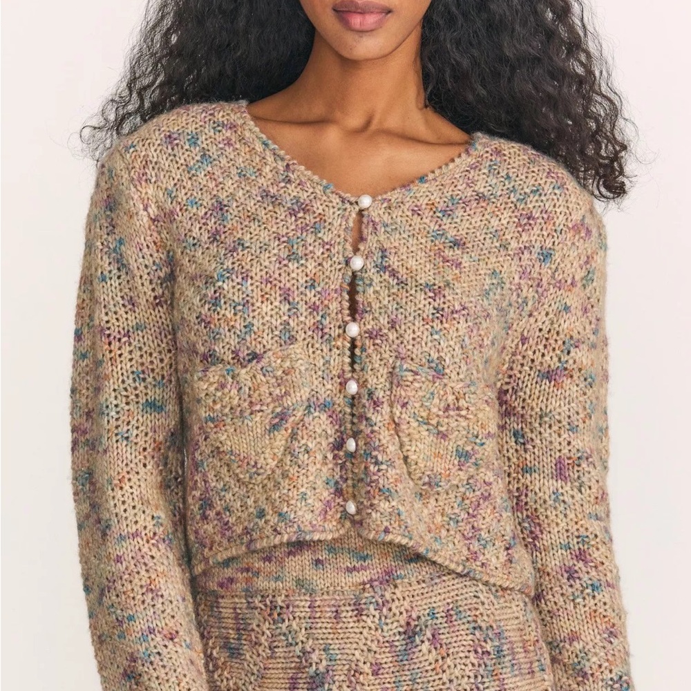 LOVESHACKFANCY TISA CROP WOOL & ALPACA-BLEND CARDIGAN